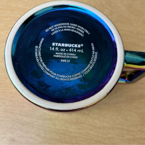 Starbucks 2020 Fall Black Iridescent Ceramic Rose 14 OZ Mug - Picture 5 of 16